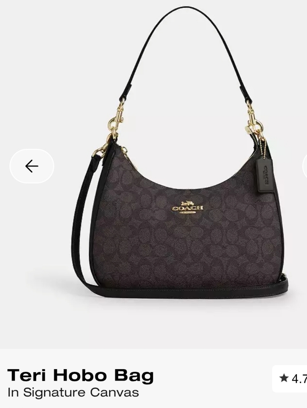 NWT Coach Teri Hobo in Walnut Signature Canvas